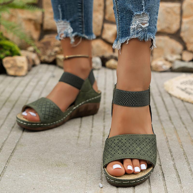 Sandale de vară cu toc pană ușor pentru femei, cu bandă elastică, slip-on, cu platformă, pentru femei, cu talpă groasă moale, casual, Sandalias 43