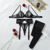 Women's Sexy Fashion Fishnet Lingerie Set Bow Decor Hollow Sheer Lingerie Outfit With Stockings