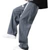 Men Fall Winter Pants Drawstring Elastic Waist Straight Wide Leg Loose Thick Plush Pockets Soft Men Casual Sports Trousers Long Sweatpants