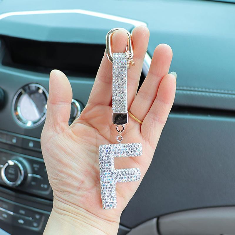 Fashion Sparkling Rhinestone Alphabet Keychain Cute Letter Charm Key Ring Exquisite Backpack Decoration Accessories Gifts