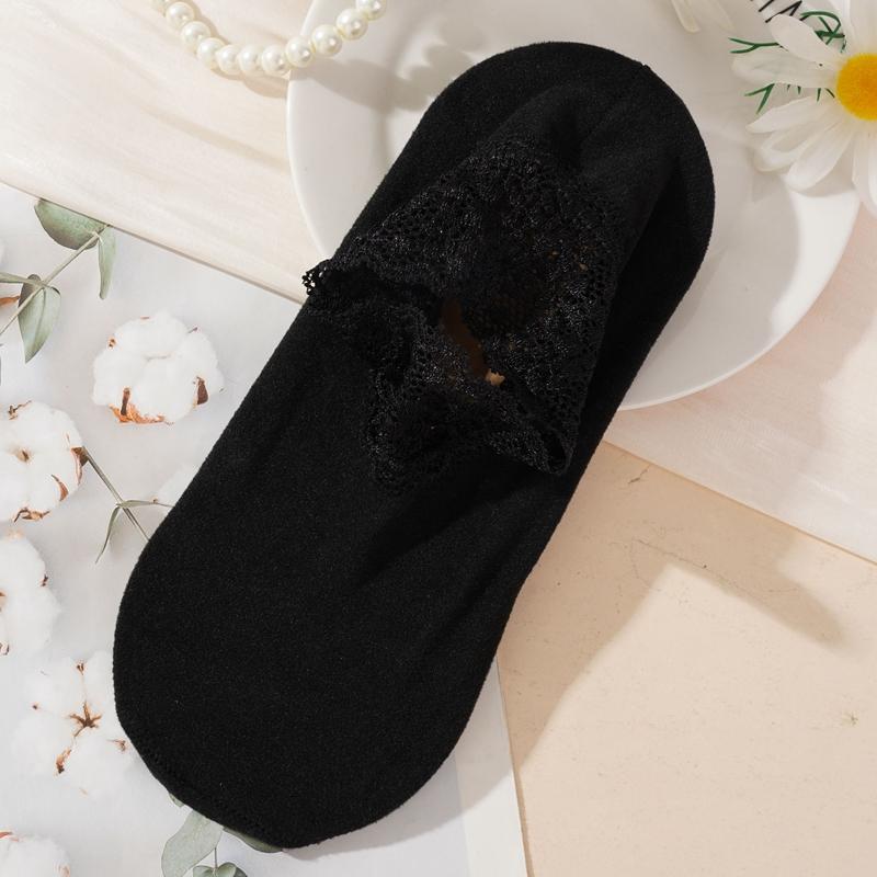 Women's Autumn Winter Thickened Warm Fleece Socks Lace Ankle Socks Non-slip Floor Socks