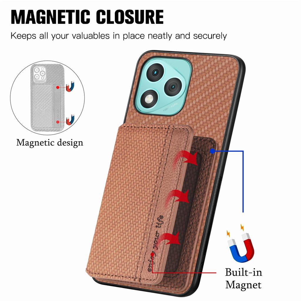 Für Honor 400 Lite 5G Hülle RFID-Blockierung Kohlefaserleder Handy-Rückseite mit Kartenhalter