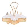 Divided Platter Gold Exquisite Serving Tray with 5 Oval Compartments Handle Lids for Fruits Nuts  