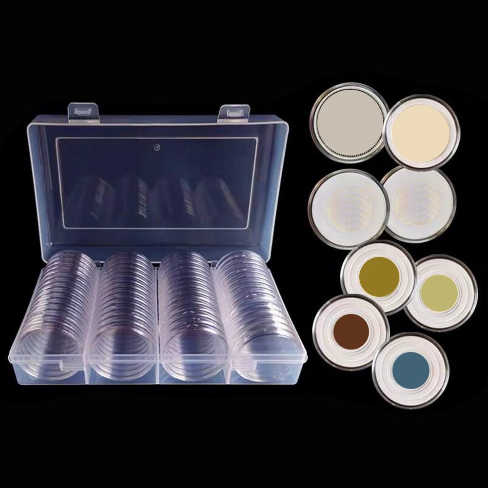 Coin Holder Case Plastic Storage Box With 60PCS Coin Capsules 19/20.5/22.25/25/27/30/39/41MM Protect Gasket For Coin Collection