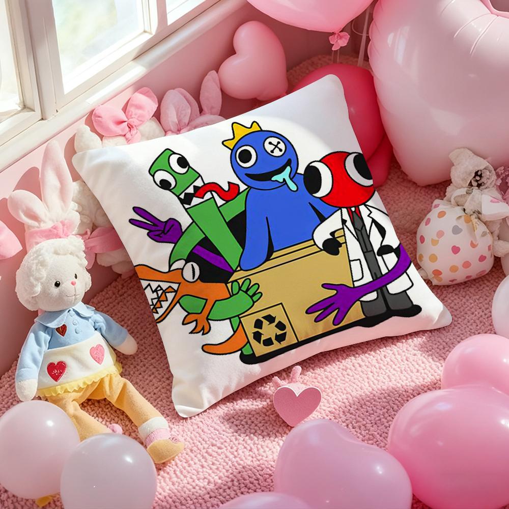 Cartoon RRainbow Friends Pillow Case Soft Plush Fabric DoubleSided Printed Cushion Cover Warm Winter Sofa Pillow Case