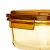 LOCK&LOCK LCB219FU Amber Rectangular Glass Food Container 2-Piece Set
