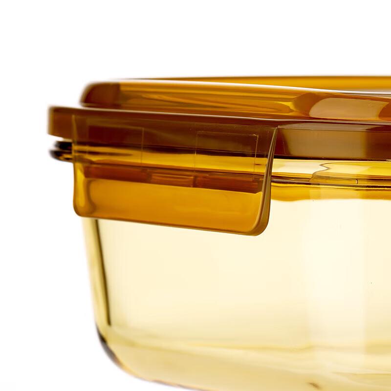 LOCK&LOCK LCB219FU Amber Rectangular Glass Food Container 2-Piece Set