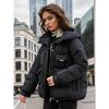 Giacca invernale da donna con cappuccio Taglia grande Imbottita in piuma e cotone Multi-tasche Corta