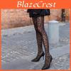 Black Leopard Print Sheer Tights For Women With Slimming Effect And Summer Wear