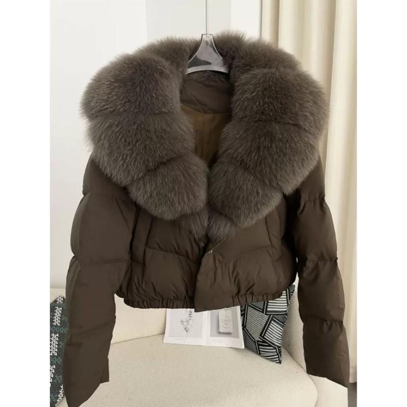Women's Winter Short Warm Clothes Hooded Elegant Anti-fox Fur Collar Jacket