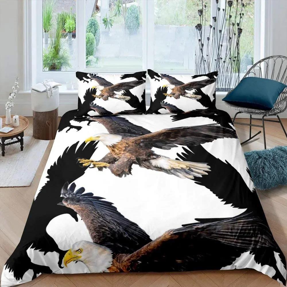 Comforter Eagle Wild Animal Pattern Polyester Comforter King Queen Full Twin Size For Kids Teens Adults Bedding Set
