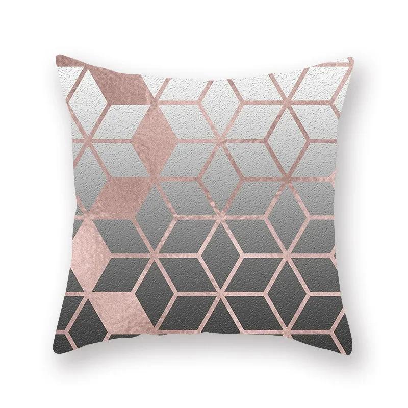 

Rose Pink Geometric Marble Cushion Covers Hot Modern Nordic Decorative Throw Pillow Covers Sofa Car Seat Home Pillowcase 45*45cm 18x18Inch