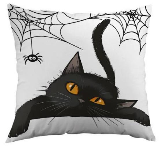 

Happy Halloween Pumpkin Spider Black Cat Home Decor Sofa Cushion Cover Pillow 45*45cm