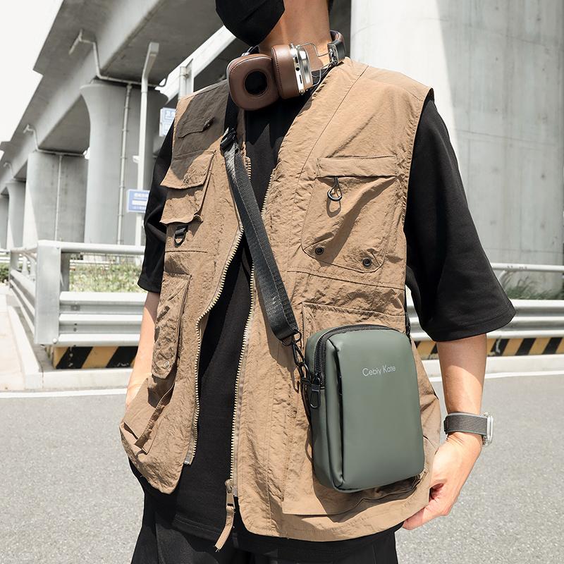 Sac Bandoulière Homme Sac pour Téléphone Portable Sac de Taille Multifonctionnel Sac Épaule Hydrofuge