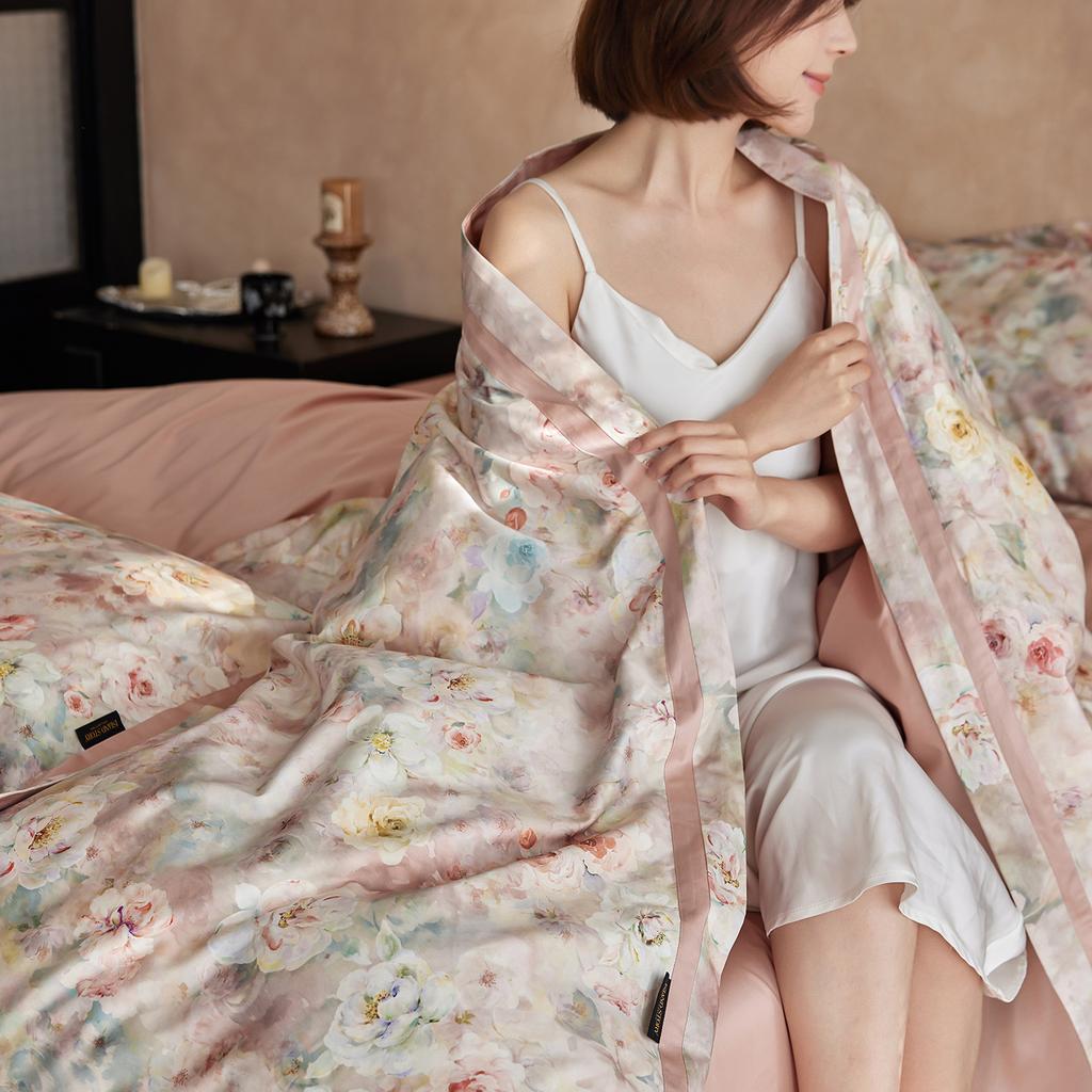 Light Luxury Class A 100S Long-Staple Cotton Satin Flower Digital Printing Four-Piece Set Bed Sheet Quilt Cover Bedding