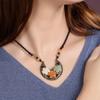 GEMCHIC Women's Vintage Ethnic Style Necklace with Aventurine Flower Pendant, Handmade Chinese Retro Collarbone Jewelry