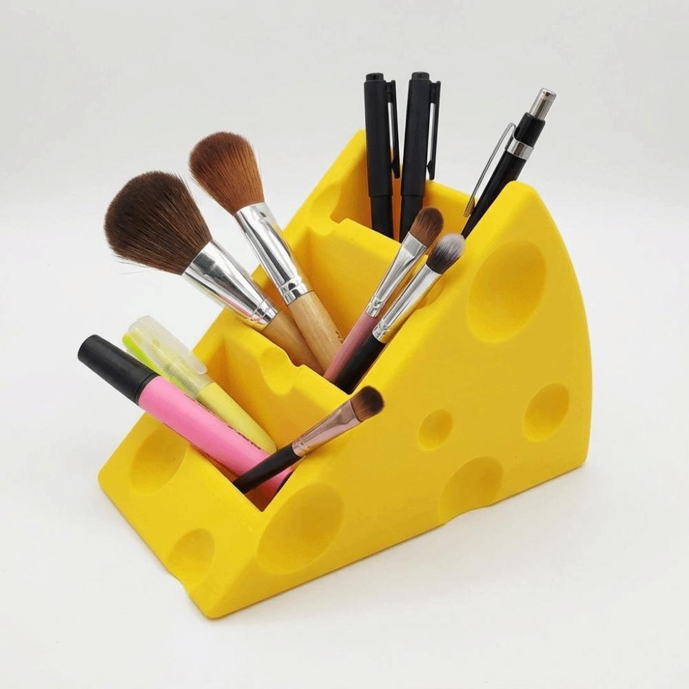 Multi-functional Cheese Remote Control Storage Box Cute 3 Grids Pen Holder Save Space Creative Stationery Organizer Bedroom