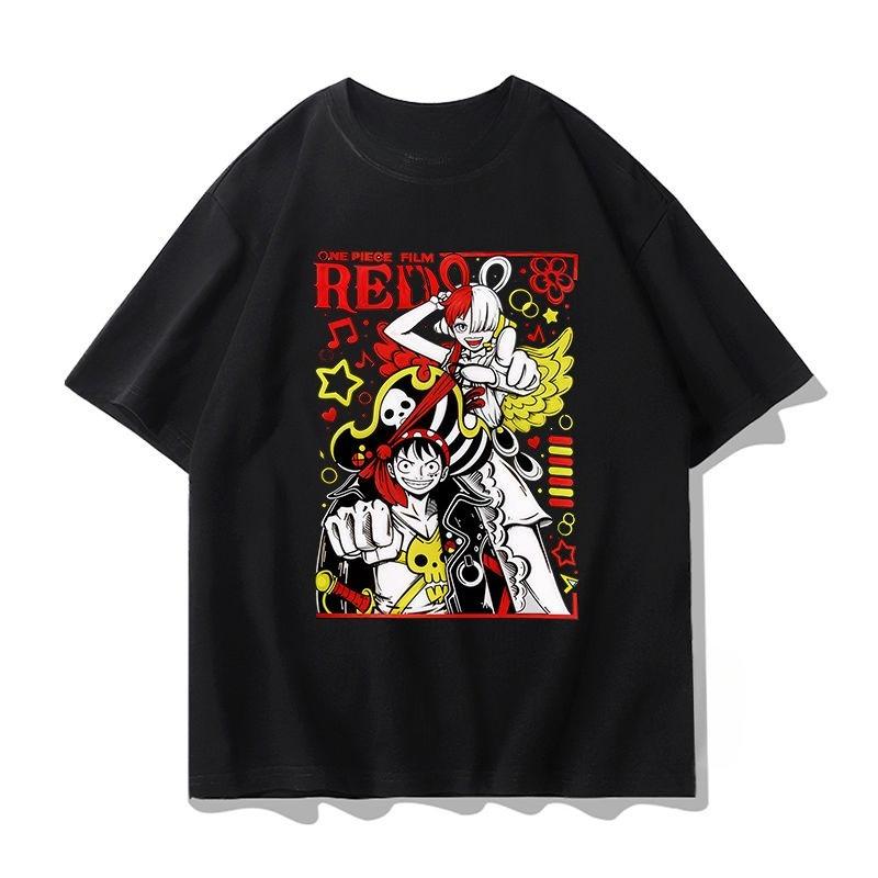 ONE PIECE Anime Joint Short Sleeve TShirt Unisexs Summer Red Hair Shanji Luffy Second DiUnisexsional Peripheral Clothes