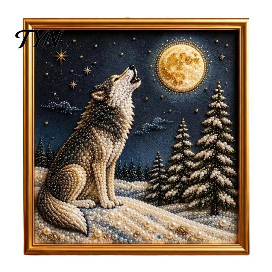 Artistic Faux Pearl Bead Kits Christmas Art Kit, Winter Scene DIY Painting Holiday Craft for Kids 3D Sparkling Animal Wall Kit Adults,