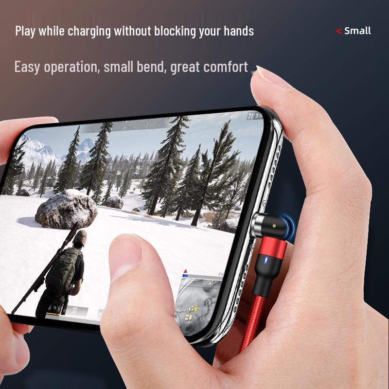 180° Elbow Magnetic Charging Cable for Apple & Android: Strong Magnet, Type-C