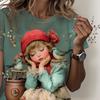 Cute little girl pattern women's short-sleeved T-shirt