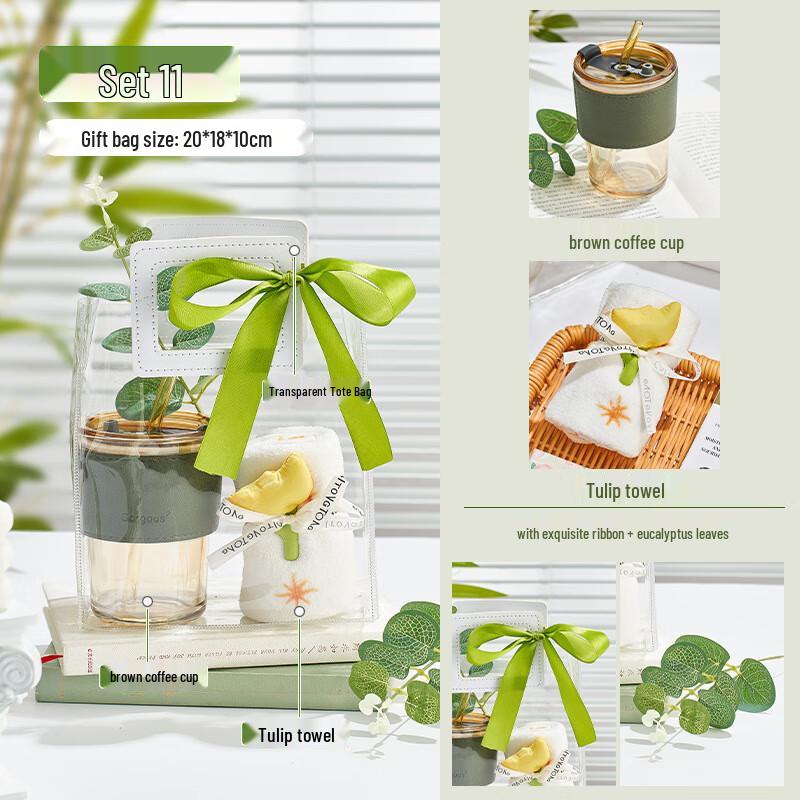Elegant Coffee Cup & Tulip Towel Gift Set Set Eleven