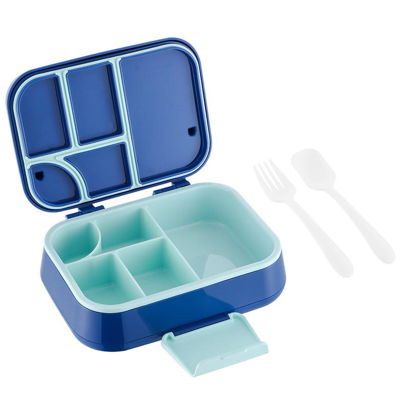 Microwave-Safe Bento Box Kids Students Lunch Container 5-Compartment Plastic Food Storage With Handle Leakproof