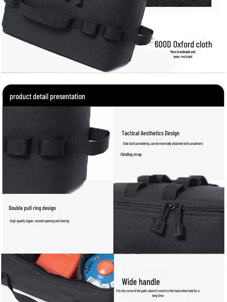 Portable Outdoor Tool Bag for Camping & Picnic: Multi-Compartment Storage for Gas Stove & Cutlery