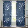 Ankare Mörkblå Skira Gardiner för Vardagsrum Transparent Tyll Fönsterbehandlingar Sovrum Kök Heminredning Slöja Draperier