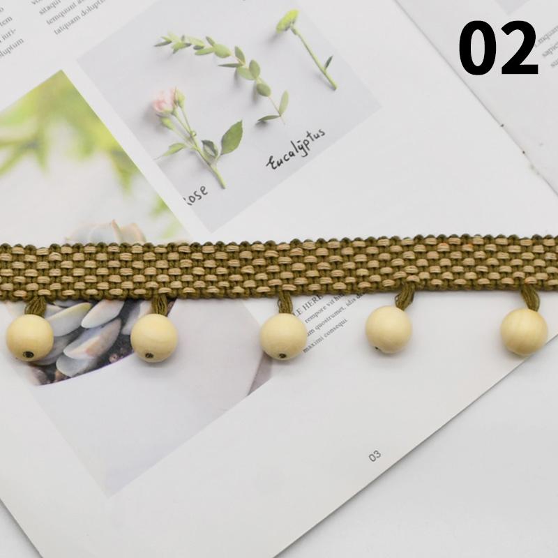 1M Lace Edge Trim Japanese Style Wood Bead Pendant For Upholstery Chandelier Tablecloth Curtain Sofa Decor Accessory 1M