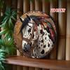 1pc Round Metal Wall Decor Beaded Appaloosa Horse Retro Western Tin Sign 7.8x7.8 Inch for Home Bar