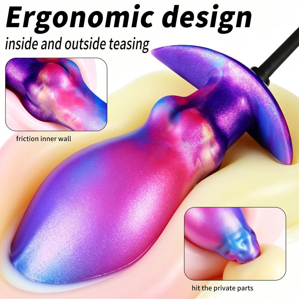 New Colorful Liquid Silicone Anal Plug – Realistic Phallic Design, Suitable for Anal Play and Masturbation (BDSM/Adult Toy #S)