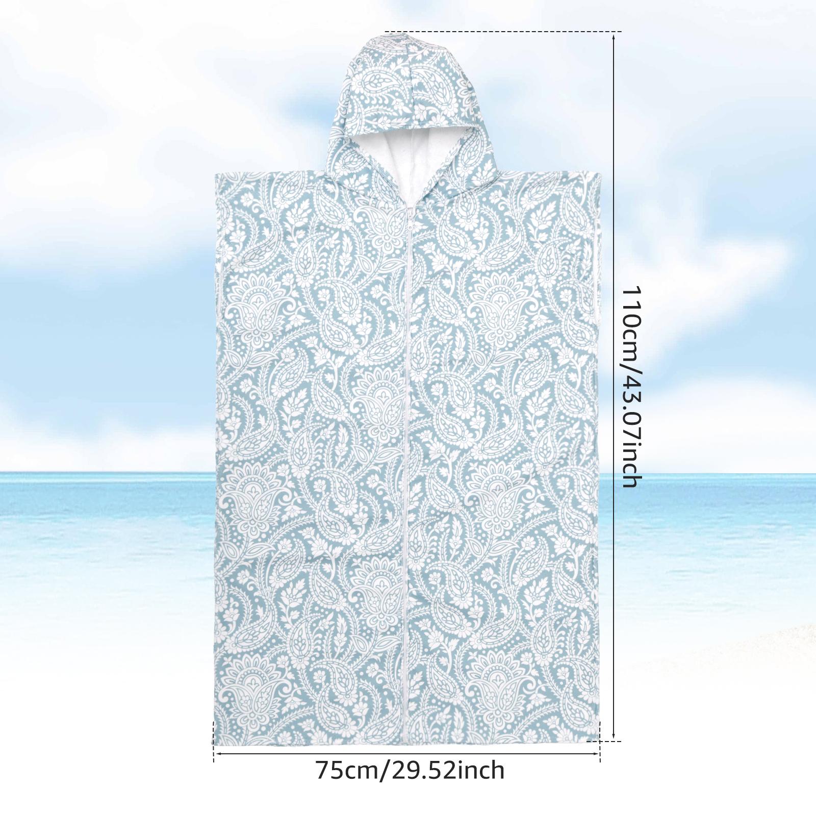 

Soft Microfiber Changing Robe Quick Dry Surf Poncho Hooded Towel Poncho Robe with Zipper for Women Men Surfing Swimming Travel