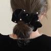 Elastic Faux Pearls Embellished Pleated Scrunchies Hair Tie Fashion Accessory For Special Occasion or Daily Styling