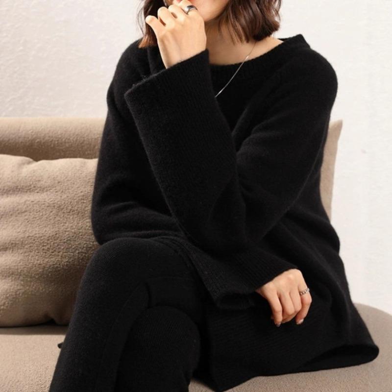 Autumn and winter new loose large size knitted sweater women's casual lazy style bottomed pullover sweater