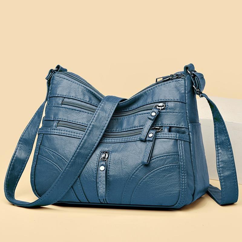 Dámská taška s více kapsami Velkokapacitní Pu Malá Čtvercová taška Crossbody Taška Taška přes rameno pro matku středního věku