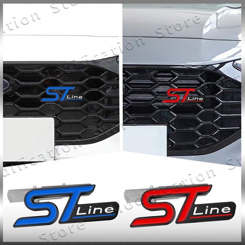 3D Metal Car Styling ST Line Logo Front Grill Badge Sticker For Ford Focus Fiesta Ecosport Mondeo Kuga Rear Trunk Side Fender