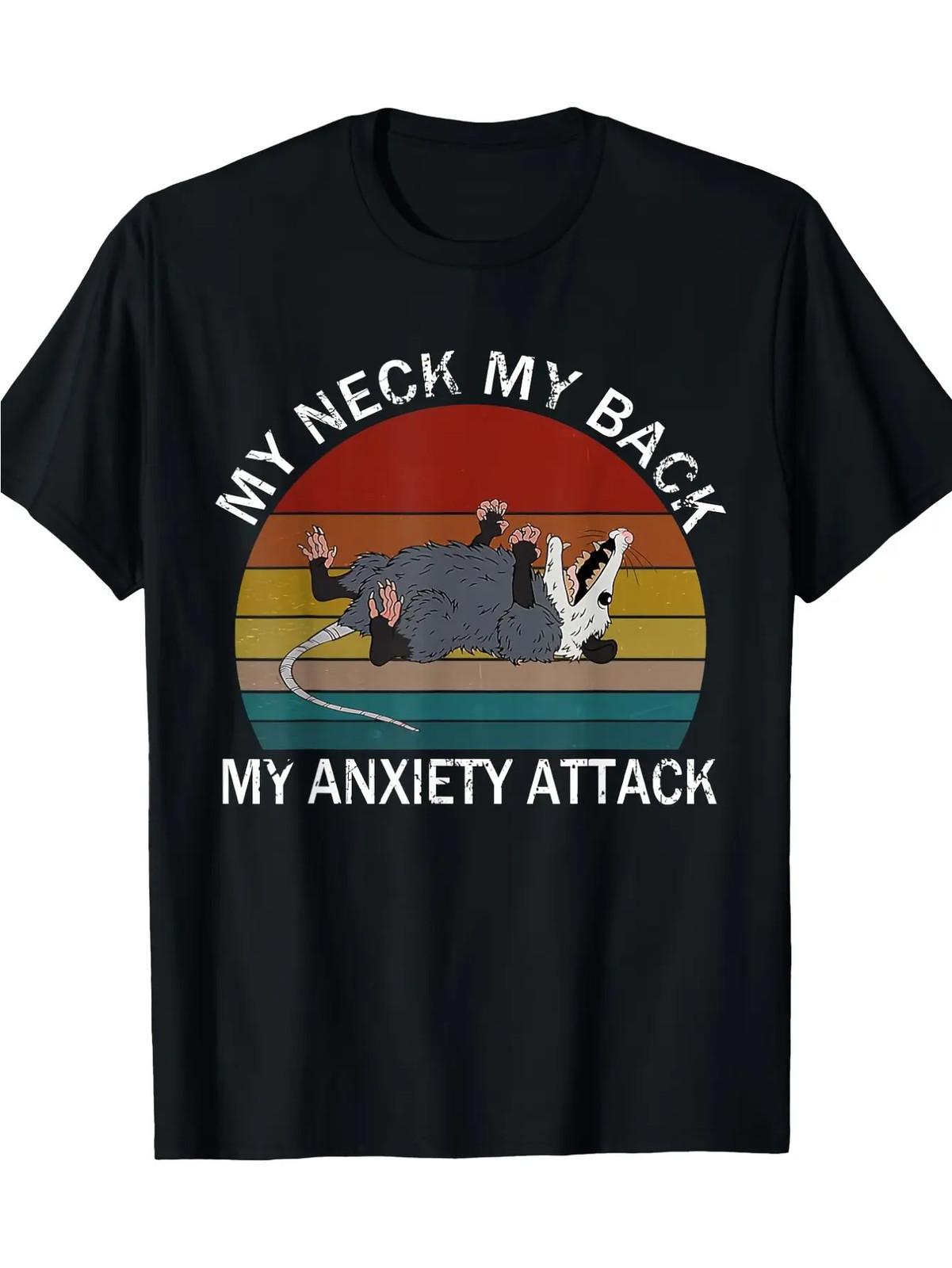 My Neck My Back My Anxiety Attack Opossum Sunset Graphic Tee S разноцветный