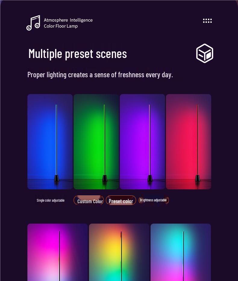 Smart Floor Lamp with Music Rhythm Speaker for E-sports and Bedroom Mood Lighting