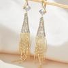 Luxury Cubic Zirconia Long Tassel Golden Earrings for Women Exquisite Water Drop Earring Wedding Party Valentine's Day GiftsGood Product
