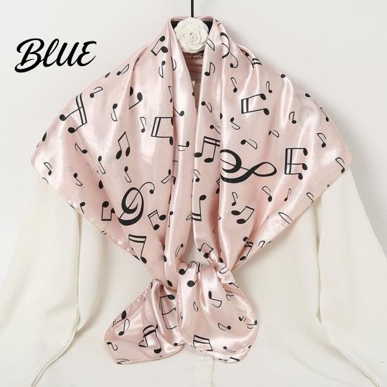 Hair Tie for Ponytail Women Satin Square Scarf 35"x35" Large Musical Note Printed Print Shawl Neck Silky Neckerchief Wrap Multifunctional Headscarf