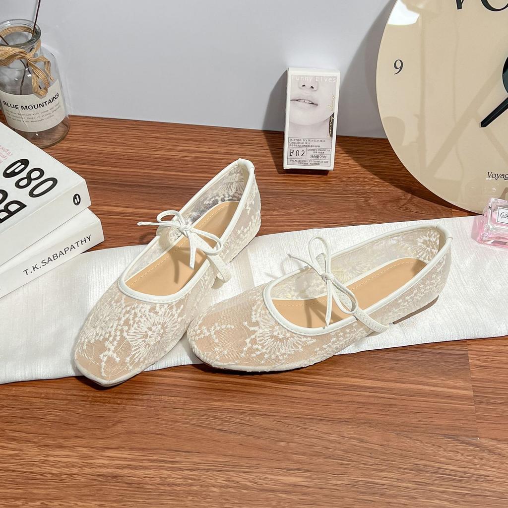 Soft sole not tired feet spring and summer mesh flat shoes women's high sense 2025 ballet breathable women's shoes low heel casual shoes