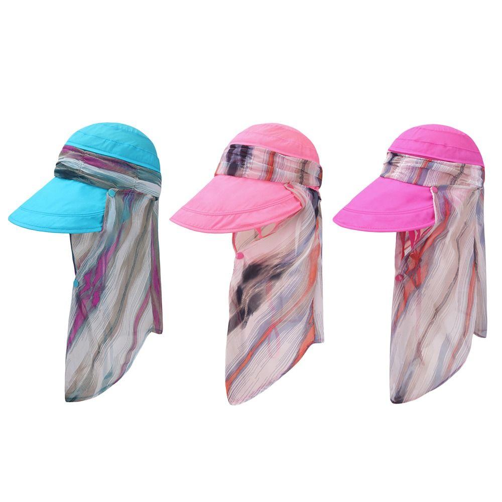 Wide Brim Sun Cap With Shawl Fisherman's Hat Portable Summer Bucket Hat  Women