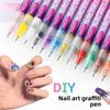 Waterproof Nail Art Markers for Gel Nails 12 Colors Nail Art Pens Set New Nail Art Graffiti Pen