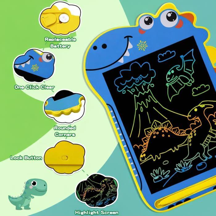 Ardoise magique - LE BAZAR DE GAËLLE 34 - Dinosaure - Écran 8,5 pouces - Sans lumière bleue - Effacement 1 clic