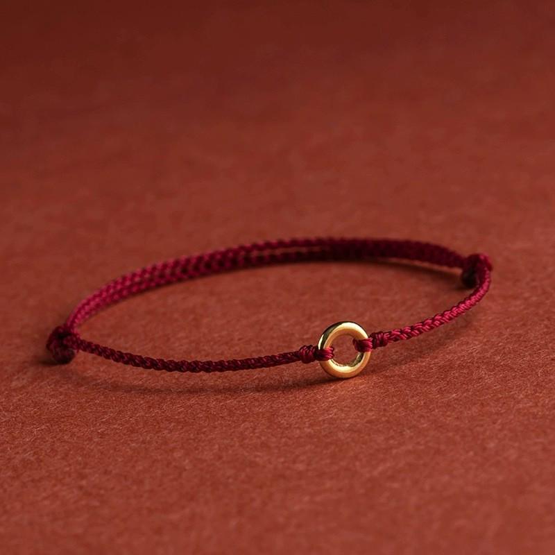 Pure Gold 999 Zodiac Red String Bracelet with Luck Beads for Baby's Full Moon or New Year