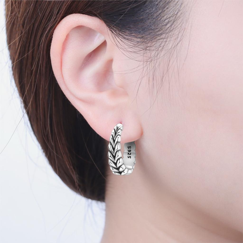 Orstarry S925 Silver Earrings Versatile Vintage Basic Braided Earrings For Women Birthday Gift Fine Jewelry
