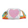 Chic Korean Style Kids Bag With Shiny Pu Leather And Colorful Rainbow Strap For Boys And Girls