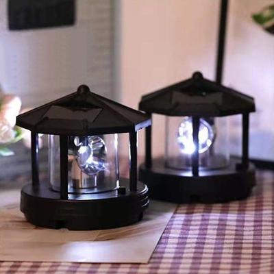 Solar Lighthouse Garden Decor Rotating Beacon Light Waterproof LED Solar Lighthouse Ornament