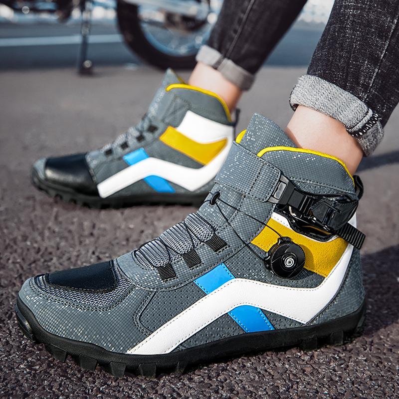 Motorcycle protective riding boots men anti slip breathable four season new off-road short boots travel equipment cycling boots
